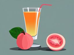 Guava and Guava Juice Glass Clipart - Guava fruit and a glass of guava juice.  color vector clipart, minimal style