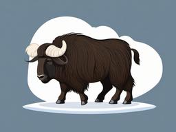 Musk Ox cartoon - shaggy, cold-weather animal with curved horns  