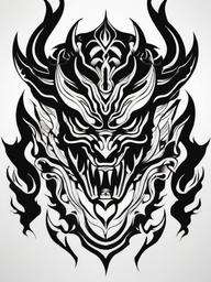 black oni tattoo  simple color tattoo,white background,minimal