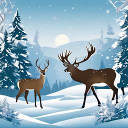 Winter clipart - winter animals in a snowy setting  