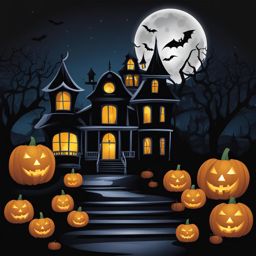 halloween clipart - haunting a spooky, moonlit night. 