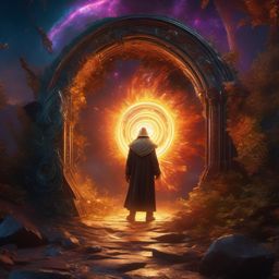 Wizard's apprentice accidentally opens portal to another realm, unleashing chaos. hyperrealistic, intricately detailed, color depth,splash art, concept art, mid shot, sharp focus, dramatic, 2/3 face angle, side light, colorful background