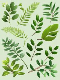 Spring clipart - tree branches with fresh green leaves  