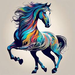 Colorful Horse Tattoos - Opt for vibrant and expressive designs with colorful horse tattoos, featuring lively hues that celebrate the energy and beauty of these majestic animals.  simple tattoo,minimalist,white background