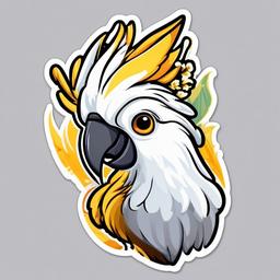 Cockatoo cartoon - lively bird with a head crest  cartoon sticker style