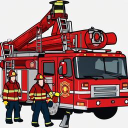 Fire Fighter clipart - firefighters using ladder truck  vector clipart