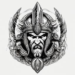 Ares God Tattoo Design - A tattoo design capturing the essence of Ares, the god of war.  simple color tattoo design,white background