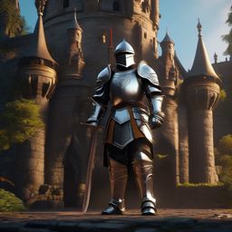 Animated Armor Guarding a Castle with a Knight detailed matte painting, deep color, fantastical, intricate detail, splash screen, complementary colors, fantasy concept art, 8k resolution trending on artstation unreal engine 5