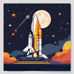 Space Shuttle Launch clipart - Space shuttle launch into space, ,vector color clipart,minimal