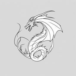 Dragon Outline Tattoo - Tattoos featuring the outline or silhouette of a dragon for a minimalist look.  simple color tattoo,minimalist,white background