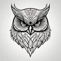 Owl Line Tattoo - Keep it sleek and stylish with a line art-style owl tattoo.  simple color tattoo,vector style,white background