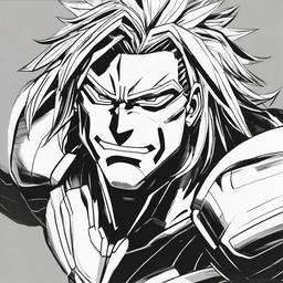 drawing of All Might anime  minimal rough sketch scribbles,doodles,black and white