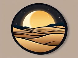 Full Moon over Desert Dunes Emoji Sticker - Lunar glow on sandy expanses, , sticker vector art, minimalist design