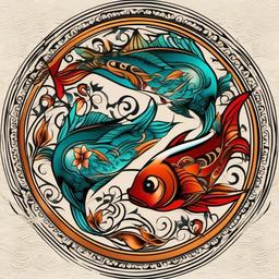 pisces tattoo tribal  simple vector color tattoo