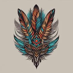 aztec feather tattoo  simple vector color tattoo