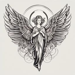 Guardian Angel Angel Tattoo - Celebrate the divine with a majestic guardian angel tattoo.  minimalist color tattoo, vector