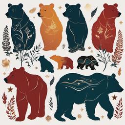 bear silhouette tattoo  simple vector color tattoo