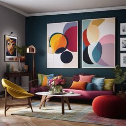 Artistic Gallery Space - Create a living room with an artistic gallery space for creativity. , living room decor ideas, multicoloured, photo realistic, hyper detail, high resolution,