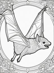 Bat Coloring Page - Nighttime Flying Mammal  black outline printable coloring page