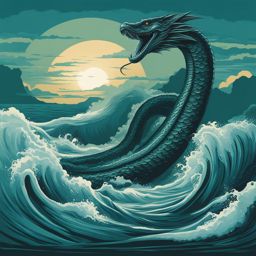 sea serpent clipart - a colossal sea serpent rising from the depths. 