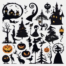 Nightmare before Christmas clipart, Characters from the classic holiday movie.  simple, 2d flat