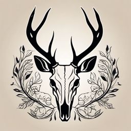 Basic deer skull silhouette, an uncomplicated emblem of wilderness.  simple color tattoo style