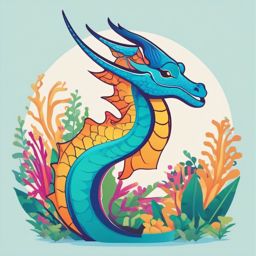 Colorful Sea Dragon Beauty Clip Art - The colorful beauty of a sea dragon in its habitat,  color vector clipart, minimal style