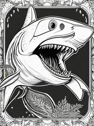 Shark Coloring Page - Predator of the Sea  black outline printable coloring page