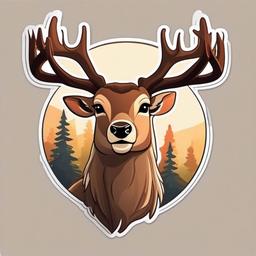 Deer cartoon - gentle animal with antlers  cartoon sticker style