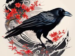 crow japanese tattoo  simple vector color tattoo