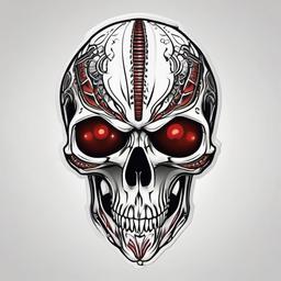 Skull Alien Tattoo - Add an edge with a skull-inspired alien-themed tattoo.  simple color tattoo,vector style,white background
