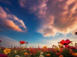 Sky And Flower Wallpaper  ,desktop background wallpaper