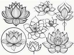 Lotus Flower Tattoo Designs - Various designs for tattoos featuring the lotus flower.  simple color tattoo,minimalist,white background