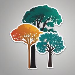 Tree Trio Sticker - Three different tree silhouettes, ,vector color sticker art,minimal