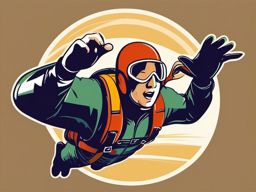 Skydiving Parachute Opening Clipart - A skydiver opening their parachute during freefall.  color vector clipart, minimal style