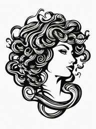 Temporary Medusa Tattoo - Try on the mythical look of Medusa temporarily with a striking and temporary tattoo design.  simple vector color tattoo,minimal,white background