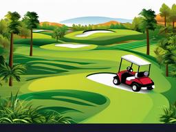 Golf clipart - golf cart driving on a course  