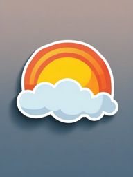 Cloud with sun sticker- Partly cloudy, , sticker vector art, minimalist design