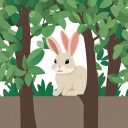 Rabbit clipart - rabbit peeking out from behind a tree  color,minimalist,vector clipart