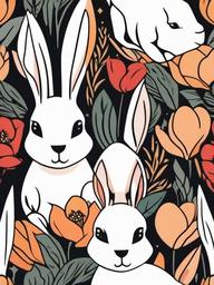 bunny rabbit tattoo  minimalist color tattoo, vector