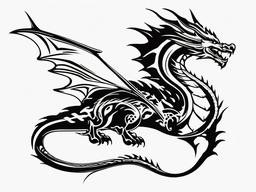 Basic Dragon Tattoo - Simple and straightforward dragon tattoo design.  simple color tattoo,minimalist,white background