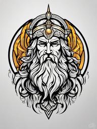 Zeus God Tattoo - Pay homage to the king of the gods with a Zeus tattoo, showcasing the ruler of Mount Olympus in all his divine glory.  simple color tattoo design,white background
