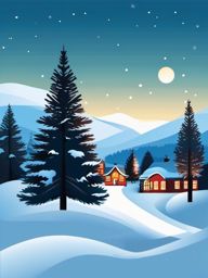 Christmas Holiday Pictures Clip Art,Illustrating a winter wonderland scene with Christmas holiday pictures clip art  simple, 2d flat