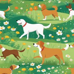 dog clip art,wagging its tail in a playful meadow 
