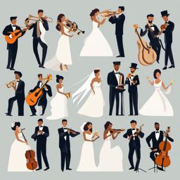 Wedding Music clipart - Musicians at the wedding, ,vector color clipart,minimal