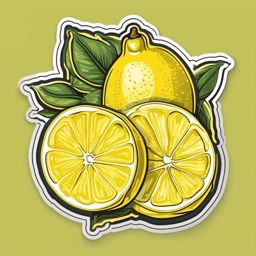 Lemon Sticker - Citrusy yellow, ,vector color sticker art,minimal