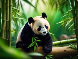 Cute Panda Munching on Bamboo in a Bamboo Wonderland 8k, cinematic, vivid colors