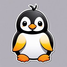 Penguin Chick Sticker - Cute baby penguin, ,vector color sticker art,minimal