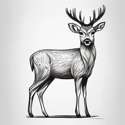 drawing of a cartoon deer  minimal rough sketch scribbles,doodles,black and white