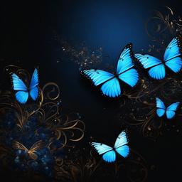 Butterfly Background Wallpaper - magical blue butterfly black background  